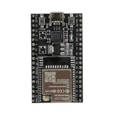 Placa base preta ESP32-DEVKITC com ESP32-WROOM-32U e CP2102