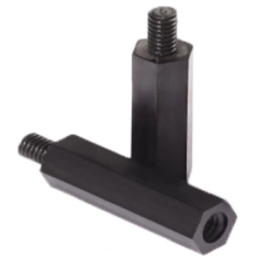 Espa&ccedil;ador de nylon preto M3 10+6 mm
