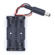 Porta pilhas 2 x AA sem tampa com conector DC