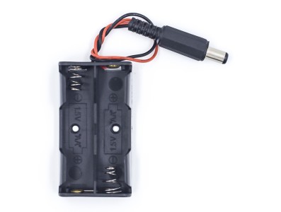 Porta pilhas 2 x AA sem tampa com conector DC - Imagem 1