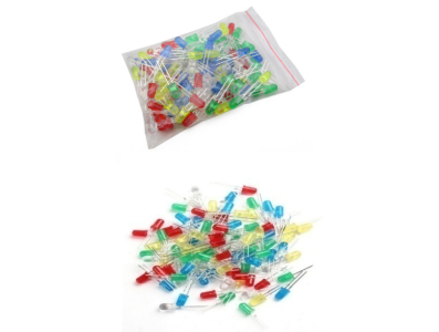 Kit sortido de LEDs 5mm DIY: vermelho, branco, amarelo, verde e azul - Imagem 3