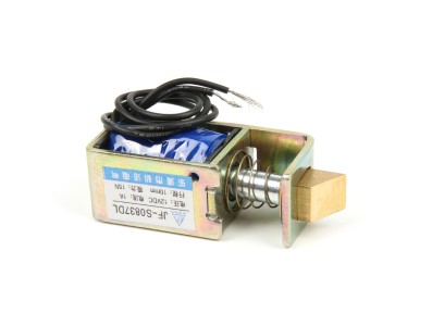 Solenoide JF-S0837DL 12 V DC 1 A curso 10 mm for&ccedil;a 15 N tipo open frame - Imagem 1