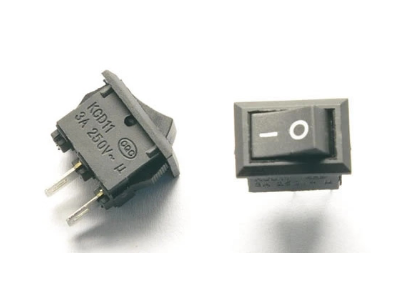 Interruptor mini rocker KCD11 SPST ON/OFF I/O 2 pinos snap-in 250V AC 3A - Imagem 1