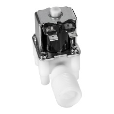 V&aacute;lvula solen&oacute;ide el&eacute;trica 12 V DC N/O (normalmente aberta) em pl&aacute;stico, rosca macho G1/2, chave de fluxo 0,02 a 0,8 MPa