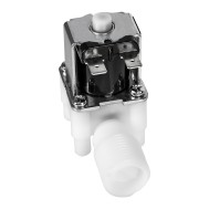 V&aacute;lvula solen&oacute;ide el&eacute;trica 12 V DC N/O (normalmente aberta) em pl&aacute;stico, rosca macho G1/2, chave de fluxo 0,02 a 0,8 MPa