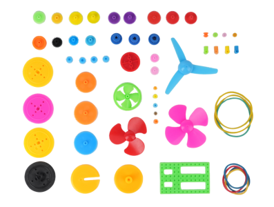 Kit DIY 55 pe&ccedil;as de engrenagens pl&aacute;sticas coloridas para motor - Imagem 1