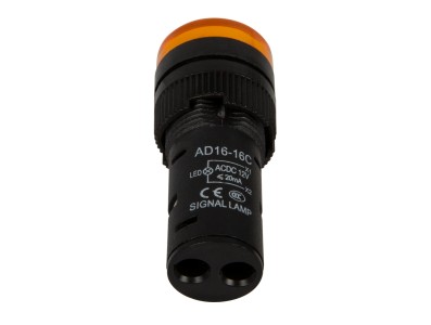 Indicador LED Amarelo AD16-16E 16 mm AC/DC 12V - Imagem 1