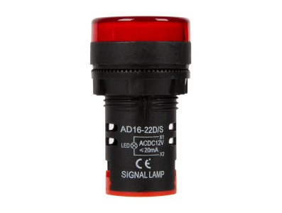 Sinaleiro LED vermelho AD16-22DS 22 mm AC/DC 12-24 V - Imagem 1