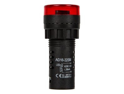 Sinaleiro LED vermelho 22 mm AC/DC 12 V AD16-22SM com buzzer integrado - Imagem 2