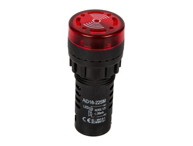 Sinaleiro LED vermelho 22 mm AC/DC 12 V AD16-22SM com buzzer integrado - Imagem 6