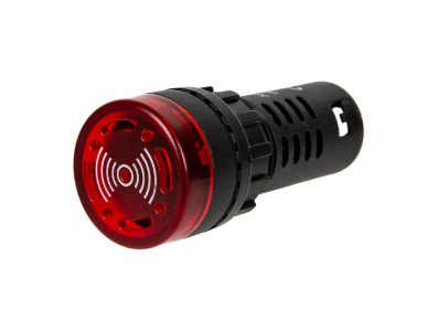 Sinaleiro LED vermelho 22 mm AD16-22SM AC/DC 36V com buzzer embutido - Imagem 3