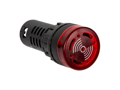 Sinaleiro LED vermelho 22 mm AD16-22SM AC/DC 36V com buzzer embutido - Imagem 5
