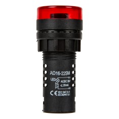 Sinaleiro LED vermelho 22 mm AD16-22SM AC/DC 36V com buzzer embutido