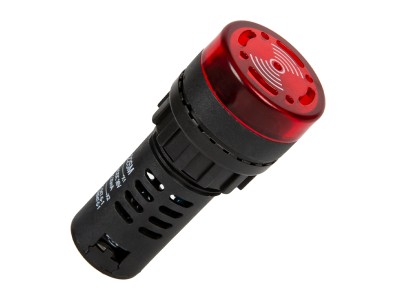 Sinaleiro LED vermelho 22 mm AD16-22SM AC/DC 36V com buzzer embutido - Imagem 6
