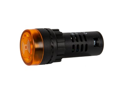Sinaleiro indicador amarelo AD16-22SM 22 mm LED com buzzer integrado AC/DC 24V - Imagem 3