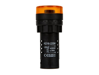 Sinaleiro indicador amarelo AD16-22SM 22 mm LED com buzzer integrado AC/DC 24V - Imagem 6