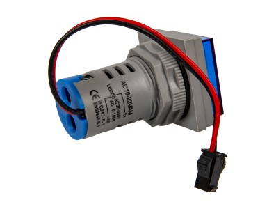 Sinaleiro indicador LED azul 22 mm AD16-22FVA (AD16-22VAM) cobertura quadrada display duplo tens&atilde;o AC 50&ndash;500 V e corrente 0&ndash;100  - Imagem 5