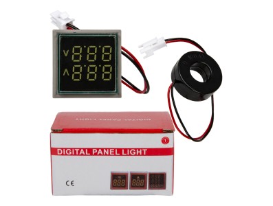 Indicador LED branco 22mm AD16-22FVA (AD16-22VAM) tampa quadrada, display duplo de tens&atilde;o AC 50-500V e corrente 0-100A - Imagem 2