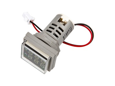 Indicador LED branco 22mm AD16-22FVA (AD16-22VAM) tampa quadrada, display duplo de tens&atilde;o AC 50-500V e corrente 0-100A - Imagem 5
