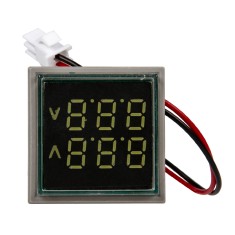 Indicador LED branco 22mm AD16-22FVA (AD16-22VAM) tampa quadrada, display duplo de tens&atilde;o AC 50-500V e corrente 0-100A