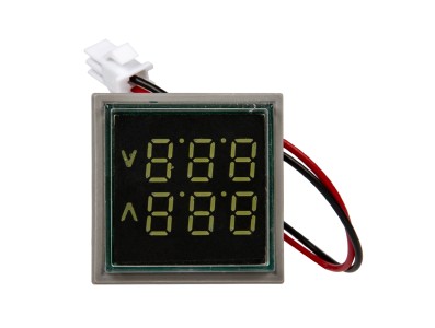 Indicador LED branco 22mm AD16-22FVA (AD16-22VAM) tampa quadrada, display duplo de tens&atilde;o AC 50-500V e corrente 0-100A - Imagem 1