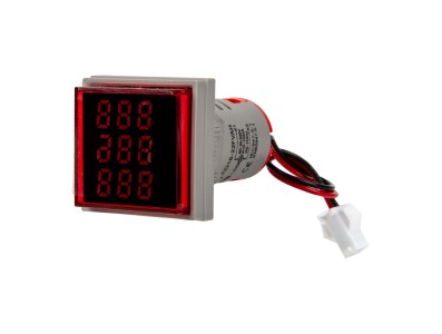 Indicador LED vermelho AD16-22A VHz 22 mm, capa quadrada, AC 50&ndash;500 V, 0&ndash;100 A, 20&ndash;75 Hz, 3 displays de tens&atilde;o, corrente e frequ - Imagem 5