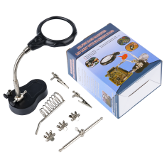 Lupa de bancada 16126-A com luz LED e clip auxiliar