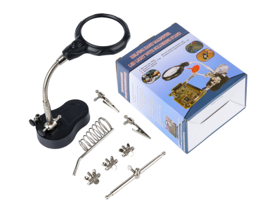 Lupa de bancada 16126-A com luz LED e clip auxiliar - Imagem 1