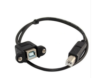 Cabo extens&atilde;o USB 2.0 B 30 cm, soquete B f&ecirc;mea para montagem em painel com plugue B macho - Imagem 1
