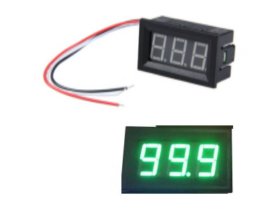 Volt&iacute;metro DC 0 a 30 V 0,56 polegada 3 fios verde - Imagem 1