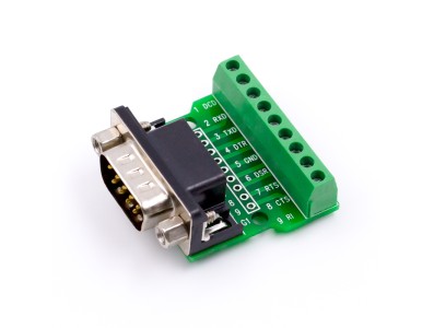 Placa conversora RS232/RS485 com conector DB9 macho e terminal de parafuso 9 pinos - Imagem 2