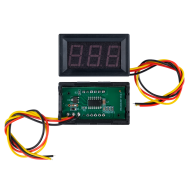 Volt&iacute;metro digital DC 0 a 100 V, display LCD 0,56 polegada, luz azul, 3 fios, cor vermelha