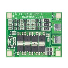 Placa de prote&ccedil;&atilde;o para baterias de l&iacute;tio 3S (18650) 11,1V a 12,6V com balanceamento e prote&ccedil;&atilde;o de carga e descarga 25A