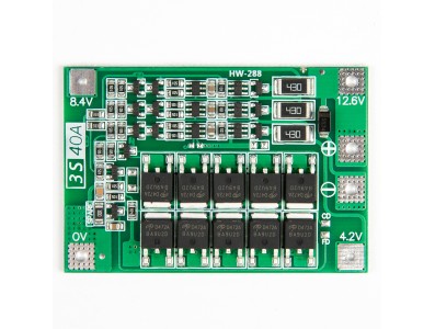 Placa de prote&ccedil;&atilde;o para bateria de l&iacute;tio 3S 18650 11,1V/12,6V 40A com balanceamento - Imagem 1