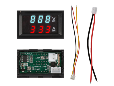 Volt&iacute;metro Amper&iacute;metro Duplo LED 0,28" 100V 10A Azul e Vermelho - Imagem 1
