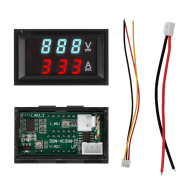 Volt&iacute;metro Amper&iacute;metro Duplo LED 0,28" 100V 10A Azul e Vermelho