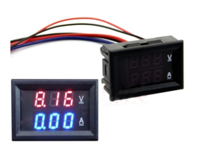 Volt&iacute;metro Amper&iacute;metro Duplo LED 0,28'' 100 V 100 A Azul e Vermelho - Imagem 1
