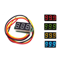 Volt&iacute;metro DC 0-100 V 3 fios visor 0,28'' verde