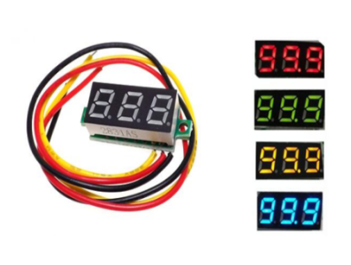 Volt&iacute;metro DC 0&ndash;100 V, 3 fios, 0,28'' amarelo - Imagem 1