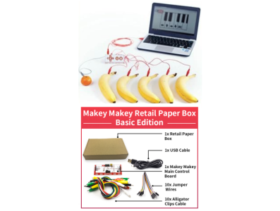Kit Makey Deluxe sem logotipo com cabo USB, cabos Dupont e garras jacar&eacute; em caixa de papel para crian&ccedil;as - Imagem 7