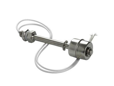 Interruptor de n&iacute;vel por flutuador com comprimento fixo 100 mm, a&ccedil;o inoxid&aacute;vel para alta temperatura, flutuador &uacute;nico, cabo 350  - Imagem 1