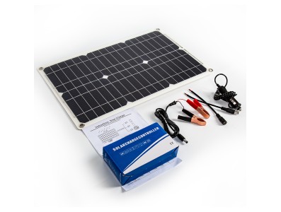 Painel solar flex&iacute;vel monocristalino 18V 20W, sistema 18W, USB duplo e controlador PWM - Imagem 3