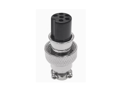 Conector circular GX12 f&ecirc;mea 6 pinos (soquete/plug aeron&aacute;utico) - Imagem 1