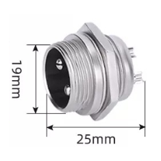 Conector GX20 circular de avia&ccedil;&atilde;o 2 pinos macho