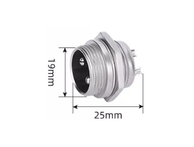Conector GX20 circular de avia&ccedil;&atilde;o 2 pinos macho - Imagem 1