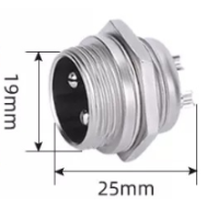 Conector GX20 circular de avia&ccedil;&atilde;o 2 pinos macho