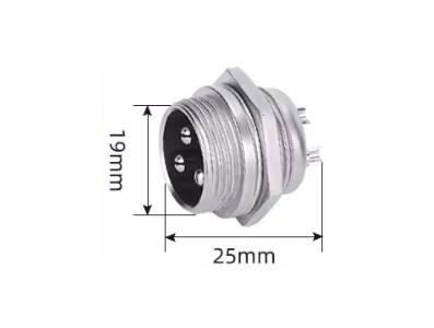 Plug circular GX20 3 pinos macho tipo aviation - Imagem 1