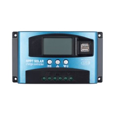 Controlador de carga solar MPPT 50A 12/24V, regulador e carregador autom&aacute;tico com display LCD e duas portas USB