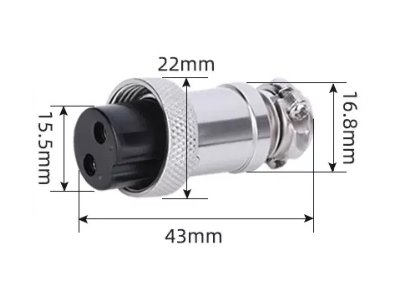 Conector circular tipo aviation GX20 f&ecirc;mea 2 pinos - Imagem 1