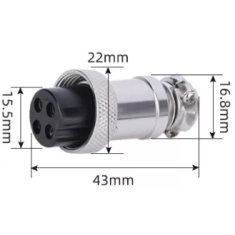 Conector GX20 f&ecirc;mea circular 4 pinos